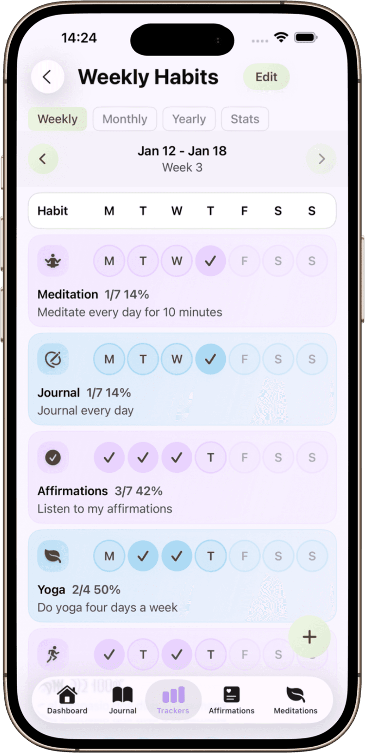 Habits and mood tracking mockup